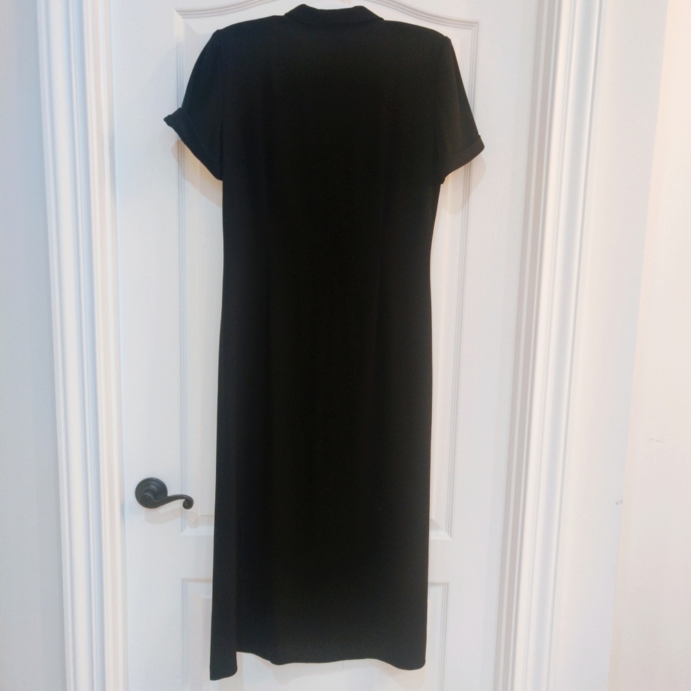 Talbots Black Maxi Button Down Dress Black Vintage Shoulder Pads Short Sleeve - Picture 10 of 10